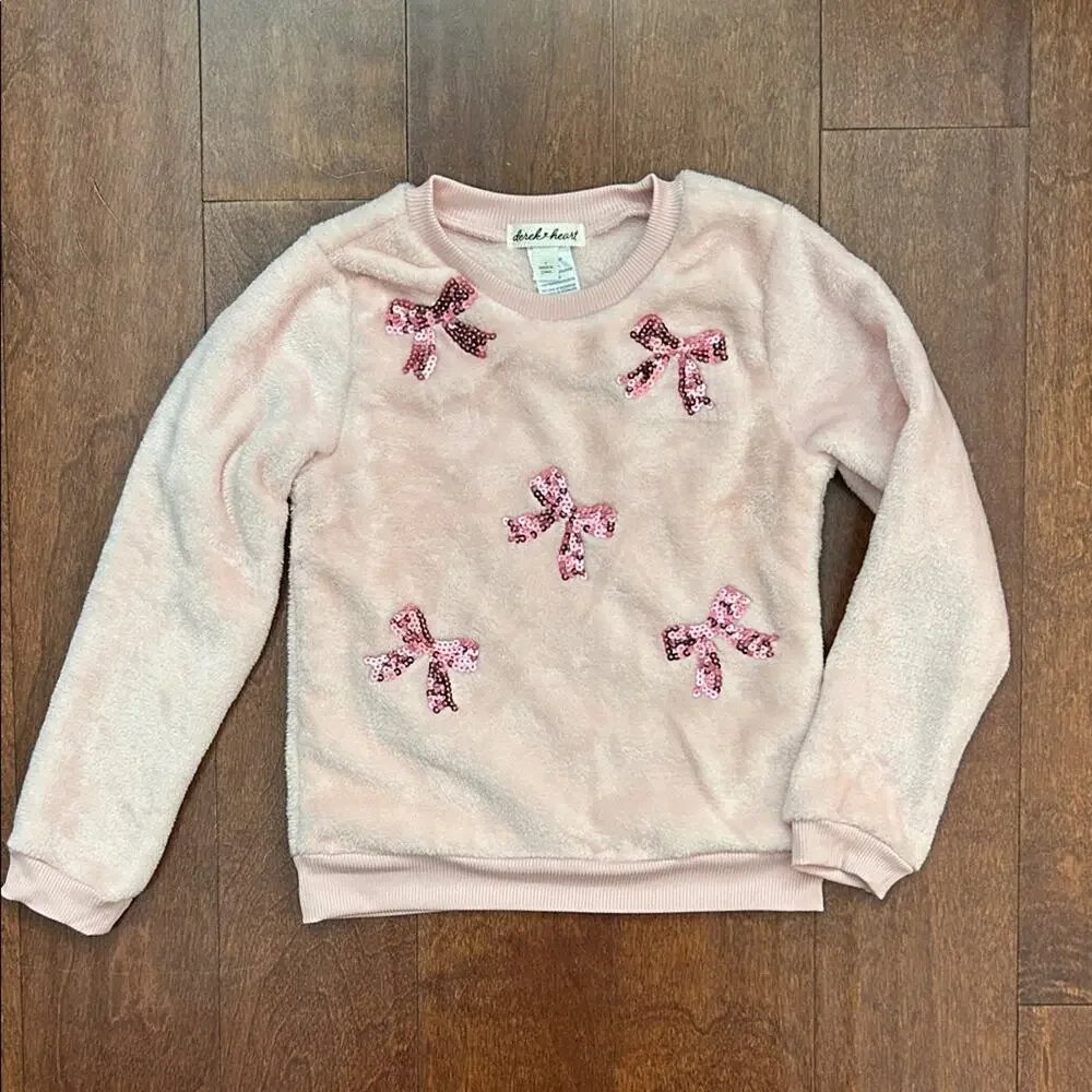Derek Heart Kid’s Deliciously Soft Pink Set with Sequin Bow Details, Size 6